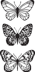 Fototapeta na wymiar Vector design of three different butterflies one on another, butterfly vector, butterfly silhouette icon