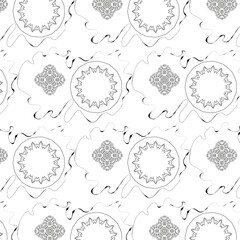 Pattern of thin black lines and shapes.