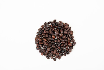 top view of coffee beans on white table