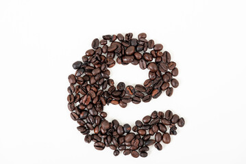 top view of coffee beans on white table