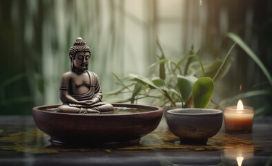 Buddha statue in mediation, generative AI