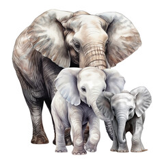 Fototapeta na wymiar Adorable Elephant Family Cliparts