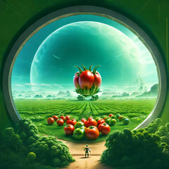 未来の地球　トマト畑