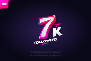 Thank you 7K Followers with Dynamic 3D Numbers on Dark Blue Background