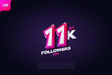 Thank you 11K Followers with Dynamic 3D Numbers on Dark Blue Background
