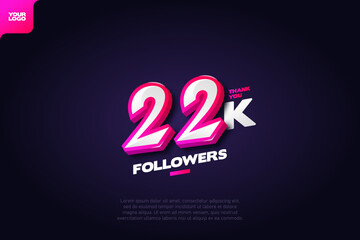Thank you 22K Followers with Dynamic 3D Numbers on Dark Blue Background