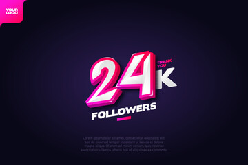 Thank you 24K Followers with Dynamic 3D Numbers on Dark Blue Background