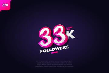 Thank you 33K Followers with Dynamic 3D Numbers on Dark Blue Background