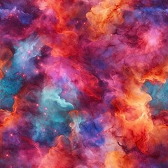 Plakat Colorful Nebula Cloud Seamless Pattern Background, generative AI