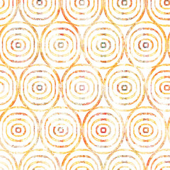 Abstract bright yellow colorful circle textured pattern. Seamless vector geometric pattern on white background.