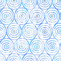 Abstract bright blue colorful circle textured pattern. Seamless vector geometric pattern on white background.