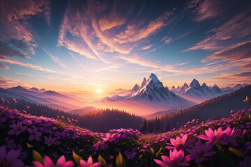 Naklejka na ściany i meble Nature's Awakening: Vibrant Flowers and the Anticipation of Serendipity - Generative AI 7