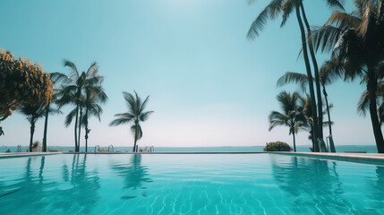 Fototapeta na wymiar tropical swimming pool near the ocean ai generative