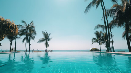 tropical swimming pool near the ocean ai generative