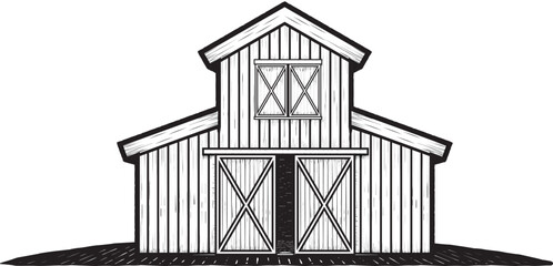 Vintage farm barn logo design - house farm cow cattle barn wood building logo design © pancale