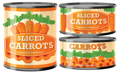Sliced Carrot Food Cans Collection - obrazy, fototapety, plakaty