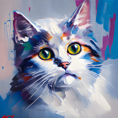 The Majestic Feline: An Oil Painting of a Cat