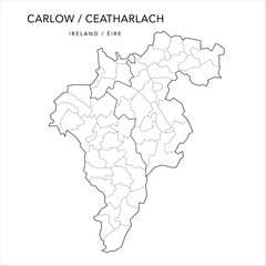 Vector Map of County Carlow (Contae Cheatharlach) with the Administrative Borders of Municipal Districts, Local Electoral Areas and Electoral Divisions from 2018 to 2023 - Republic of Ireland