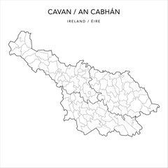 Vector Map of County Cavan (Contae an Chabháin) with the Administrative Borders of Municipal Districts, Local Electoral Areas and Electoral Divisions from 2018 to 2023 - Republic of Ireland