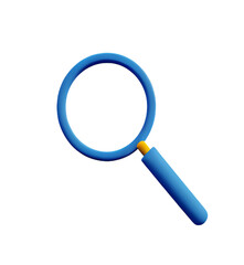 Magnifying glass. Discovery, research, search, analysis concept. 3d vector icon. Cartoon minimal style.