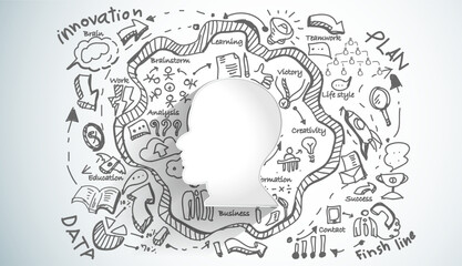 human head plan sketch of idea brainstorm.concept think creativity modern  design vector.