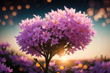 Fototapeta na wymiar 朝陽と花の調べ: 幸運が舞い降りる瞬間 - Generative AI 5