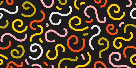 Fototapeta premium Colorful doodle seamless pattern. Abstract childish squiggle repeating background. Simple scribbles and shapes wallpaper. Textile or fabric print design swatch. Vector backdrop.