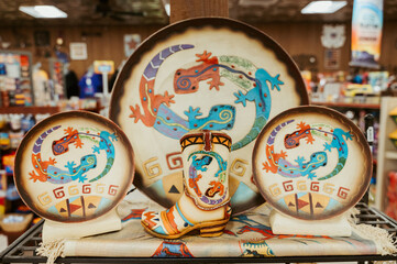 souvenir plates in the market