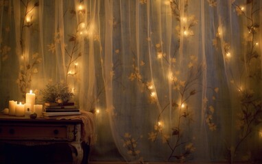 Vintage Fairy Tale: A Midsummer Night's Dream-Inspired Wallpaper with Twinkling Fairy Lights, Perfect for Wallpaper, Generative AI