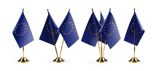Small national flags of the European Union on a white background