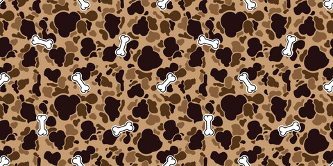 dog bone seamless pattern camouflage texture pet paw cat french bulldog vector cartoon doodle gift wrapping paper tile background repeat wallpaper scarf isolated illustration design