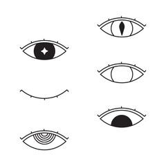 simple minimalist black and white cartoon eye