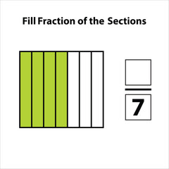 Fraction of the divided into slices. Fractions for Vector flat outline icon. isolated on white background. illustration. Fill fractions of the shapes 4 by 7 vector images