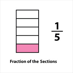 Fraction of the divided into slices. Fractions for Vector flat outline icon. isolated on white background. illustration. fractions of the shapes 1 by 5 vector images