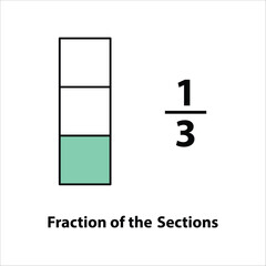 Fraction of the divided into slices. Fractions for Vector flat outline icon. isolated on white background. illustration. fractions of the shapes 1 by 3 vector images