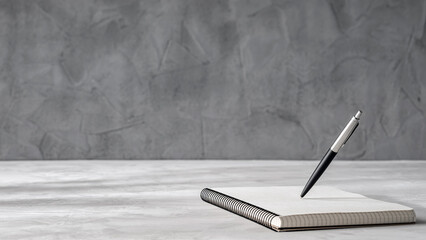 Ballpoint Pen and Notebook on Concrete Desk in a Business Setting