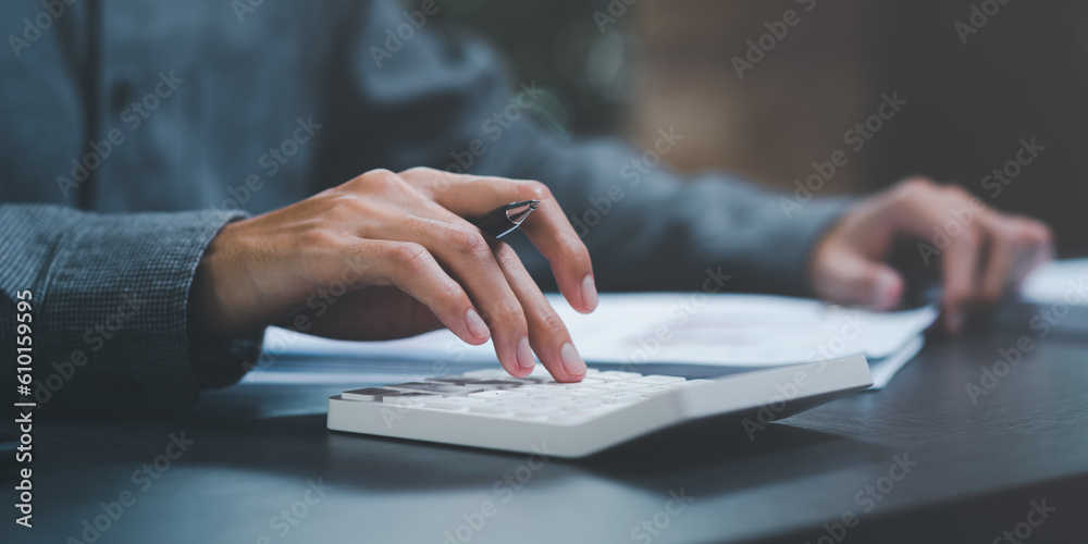 Poster statistical analyst using calculator to calculate and read reports, graphs and charts, business statistics ,Analysis and improvement of corporate strategy ,Statistics and Data Concepts