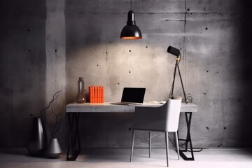 modern workspace with a laptop and a lamp on the desk Generative AI