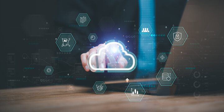cloud computing backup technology concept ,Access to server communication services ,database connection with modern hardware and software ,interface for uploading and downloading data