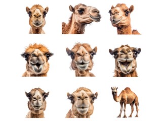 Camel collection isolated on white background with AI generated.
