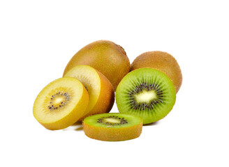 Yellow gold and green kiwi  on transparent png