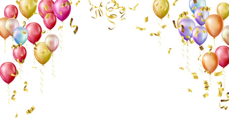 background with confetti and balloon