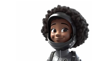 Black Woman Astronaut White Backdrop Isolated Smiling With Copy Space Generative AI