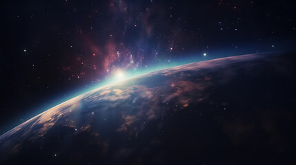 Obraz na płótnie Canvas earth horizon from space ai generative