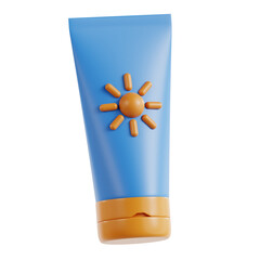 3D illustration of an icon showcasing sunscreen lotion