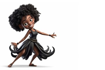 Obraz premium Black Woman Dancer White Backdrop Isolated Very Happy With Copyspace Generative AI