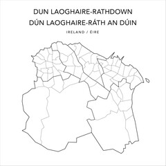 Vector Map of Dún Laoghaire-Rathdown (Dún Laoghaire-Ráth an Dúin) with the Administrative Borders of Local Electoral Areas and Electoral Divisions from 2018 to 2023 - Republic of Ireland