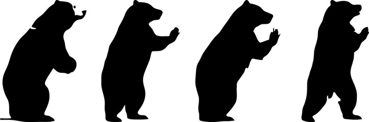 cute standing bear silhouettes