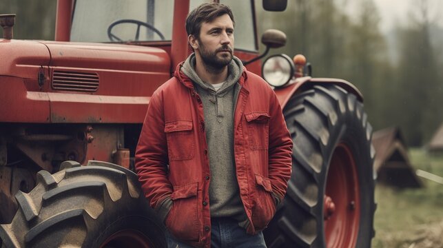 Indian farmer standing in agricultural field, Generative ai