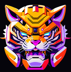 tiger robot cartoon icon